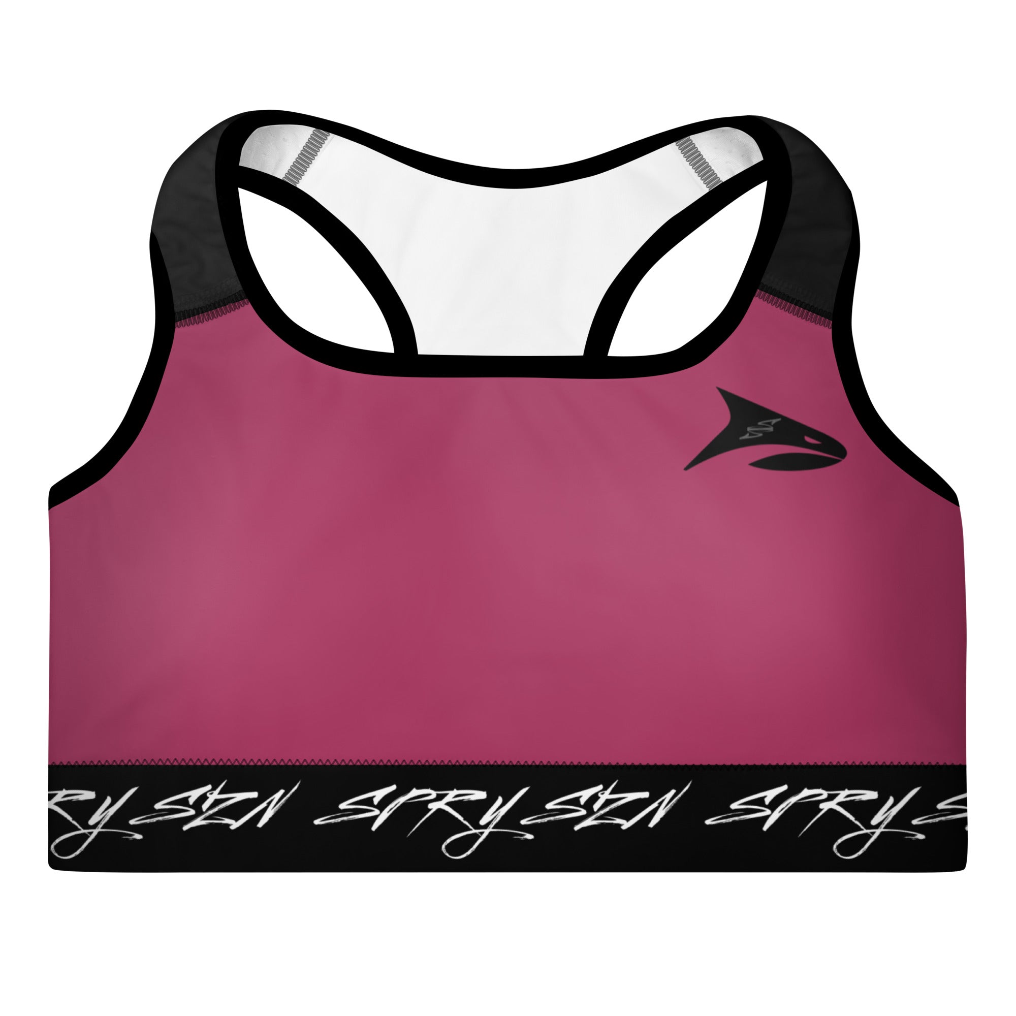 SPRY SZN Black Shark Padded Lipstick Sports Bra