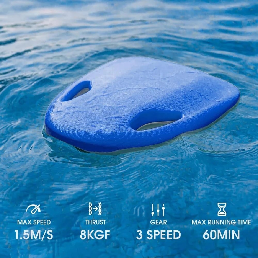 Asiwo Mako Kickboard in color blue floating on water.