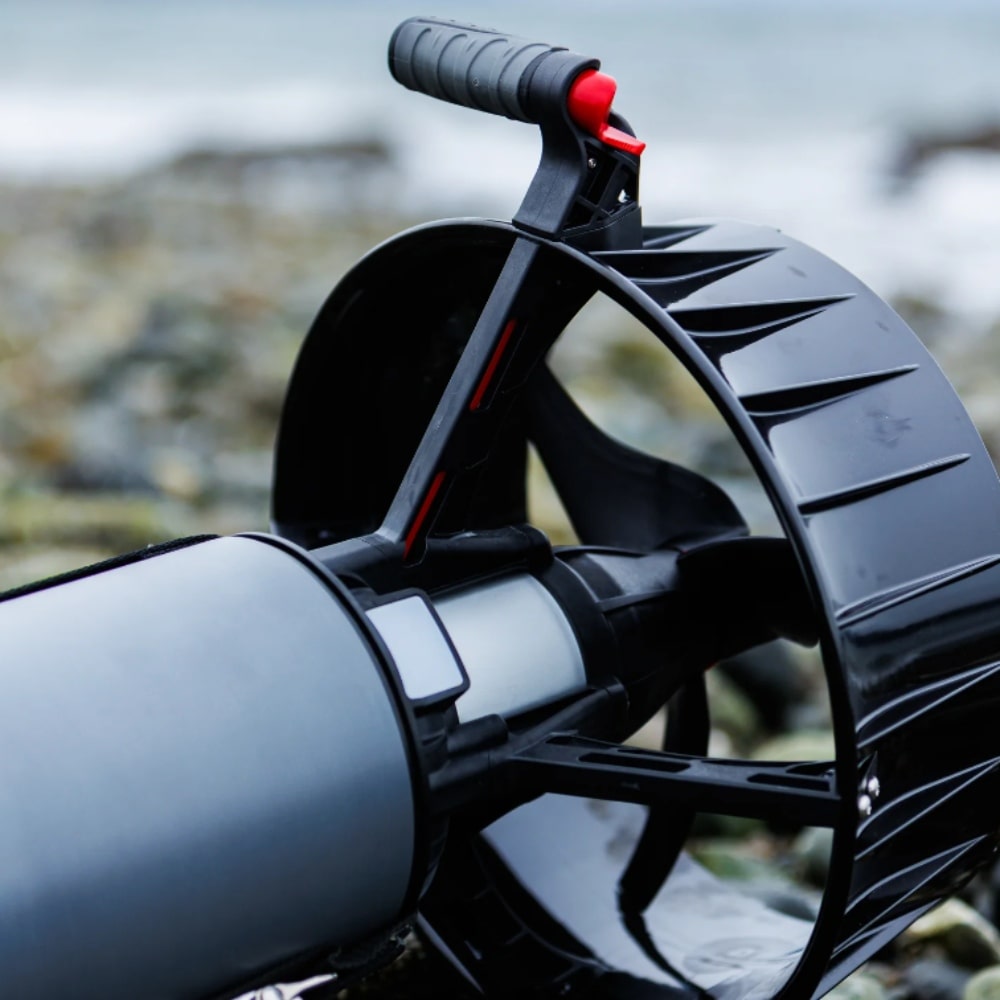 Grip and tail of Dive Xtras BlackTip Tech Underwater Scooter