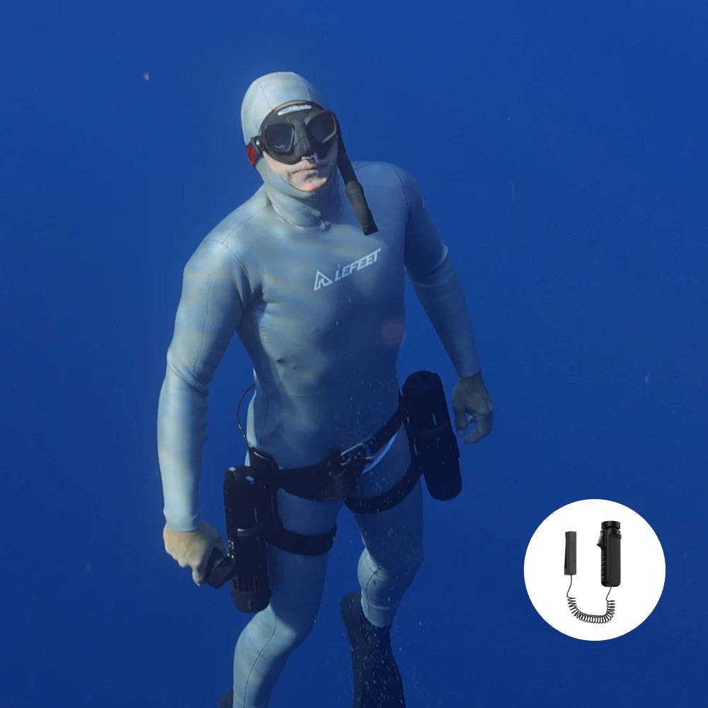 LEFEET P1 Leg Mount Kit freediving with remote control extension.