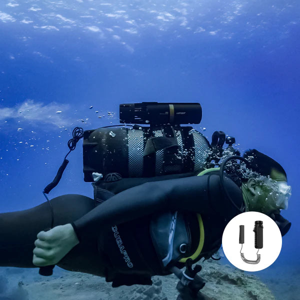LEFEET P1 Scuba Tank Mount with remote control extension kit.