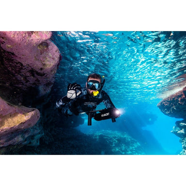 Snorkeling with SCUBAJET PRO Dive Kit underwater scooter.