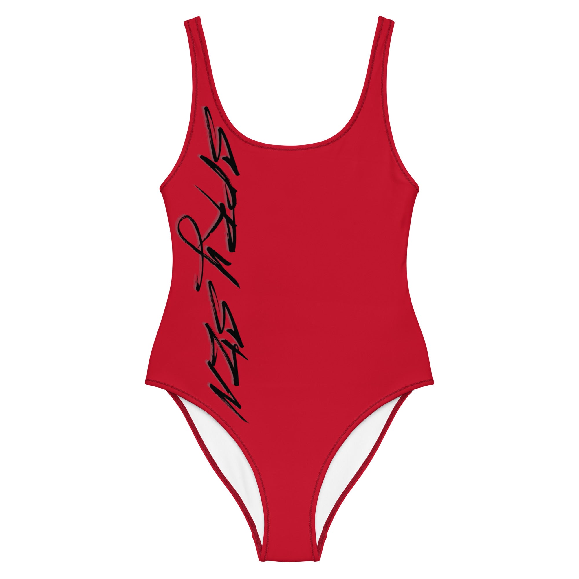 SPRY SZN Black Letter One-Piece Red Swimsuit