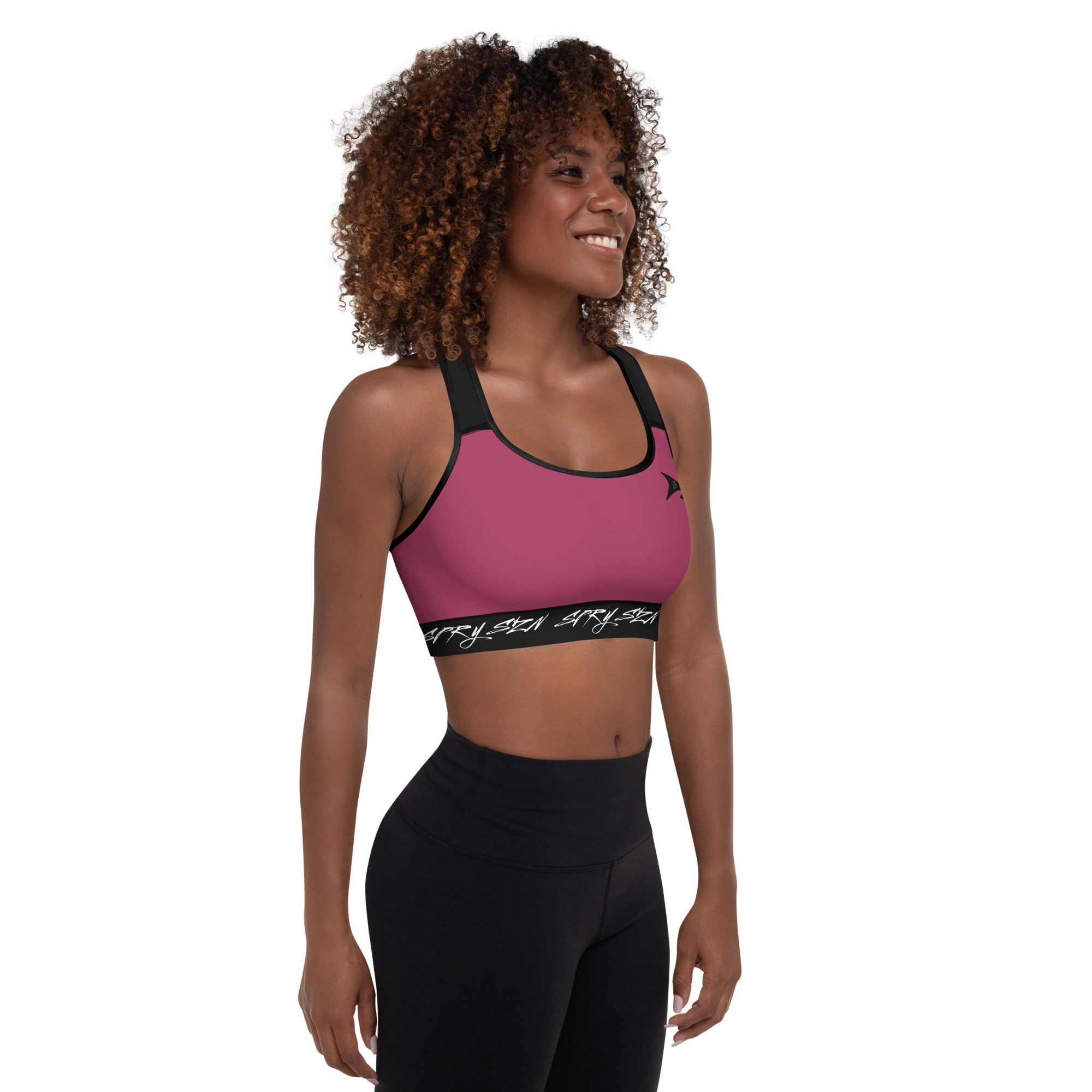 SPRY SZN Black Shark Padded Lipstick Sports Bra