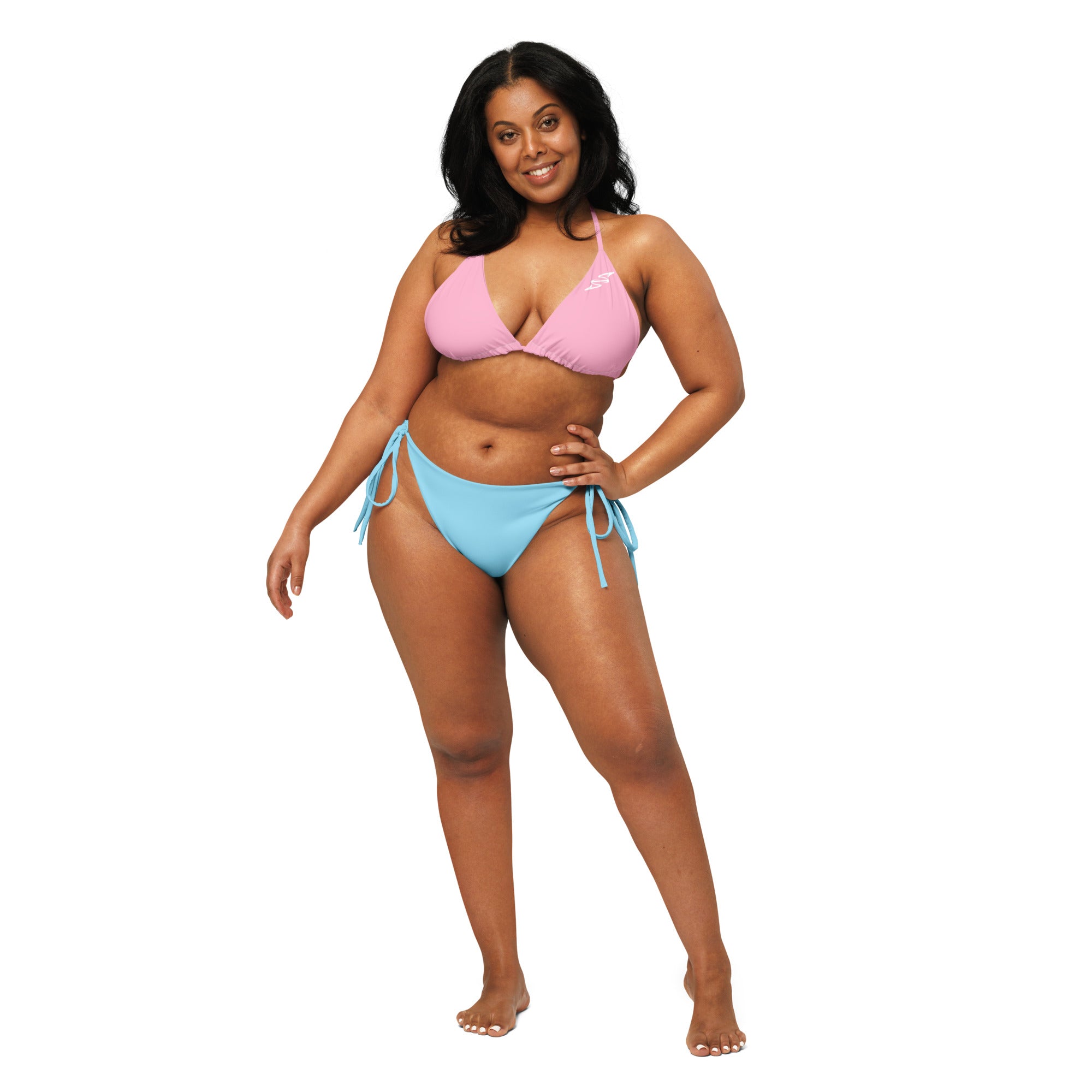 SPRY SZN Two-Piece Swimsuit - Cotton Candy Pink Top - Columbia Blue Bottom