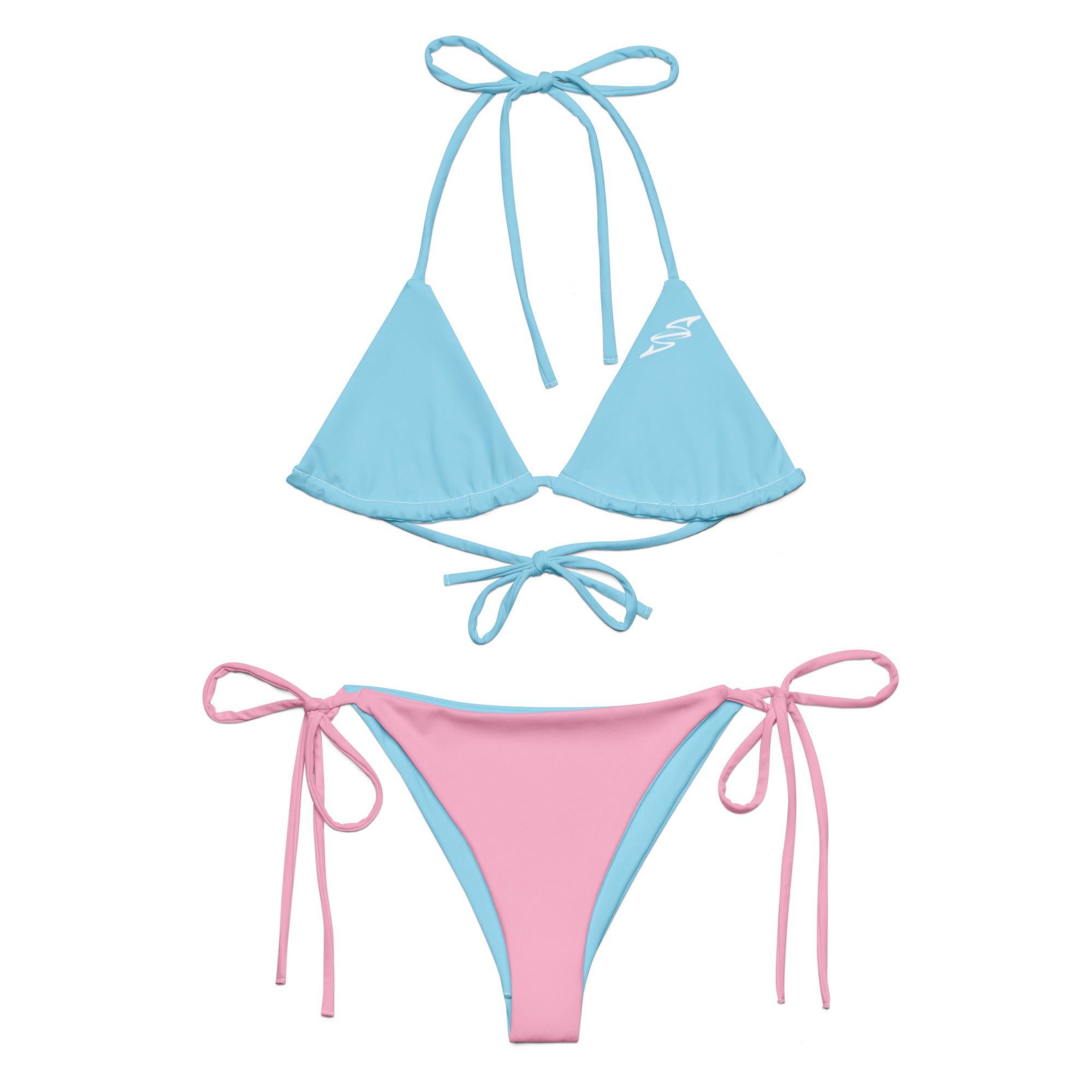 SPRY SZN Two-Piece Swimsuit - Columbia Blue Top - Cotton Candy Pink Bottom