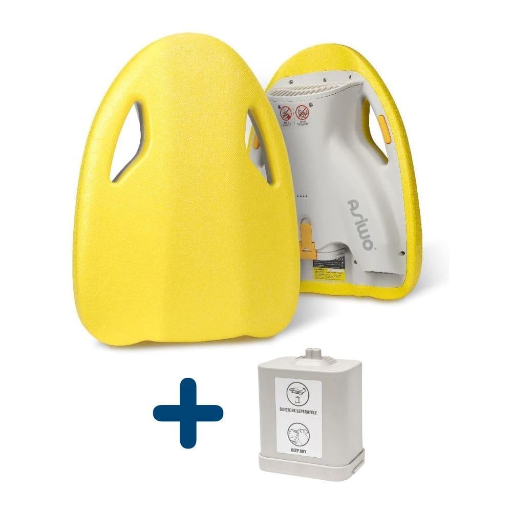 Yellow Asiwo Mako Electric Kickboard with Spare Battery