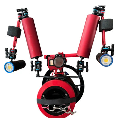 Catz Design Dive Xtras Piranha DPV Nose Cone Protector red installed.