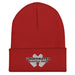 Underwater Scooter Pros Cuffed Beanie in red.