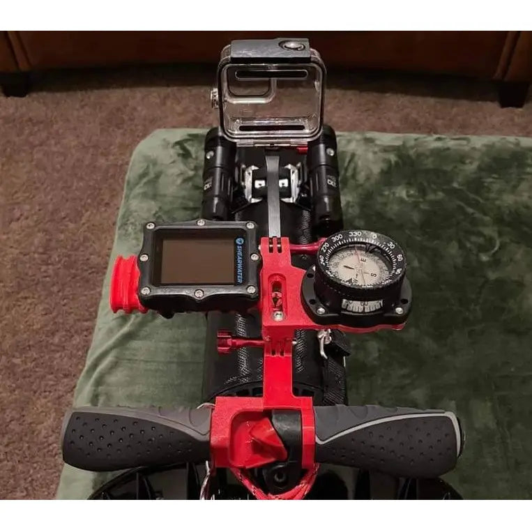 Dive Xtras Custom BlackTip T-Handle with compass, dive computer, and GoPro installed.