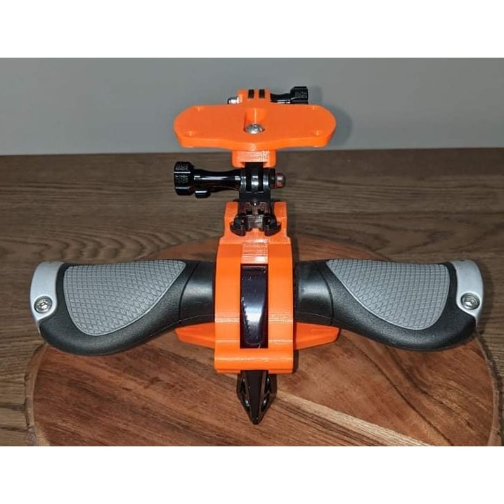 Dive Xtras Piranha T-handle with standard grips and compass mount in orange.