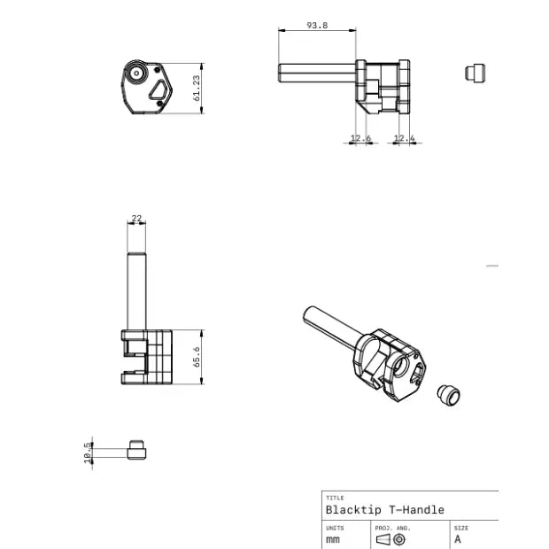 DiverCraft3D Custom Dive Xtras BlackTip T-Handle Base Dimensions