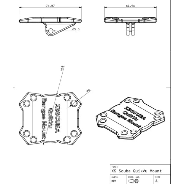 DiverCraft3D CudaX DPV Mount XS Scuba QuikVu Compass Plate
