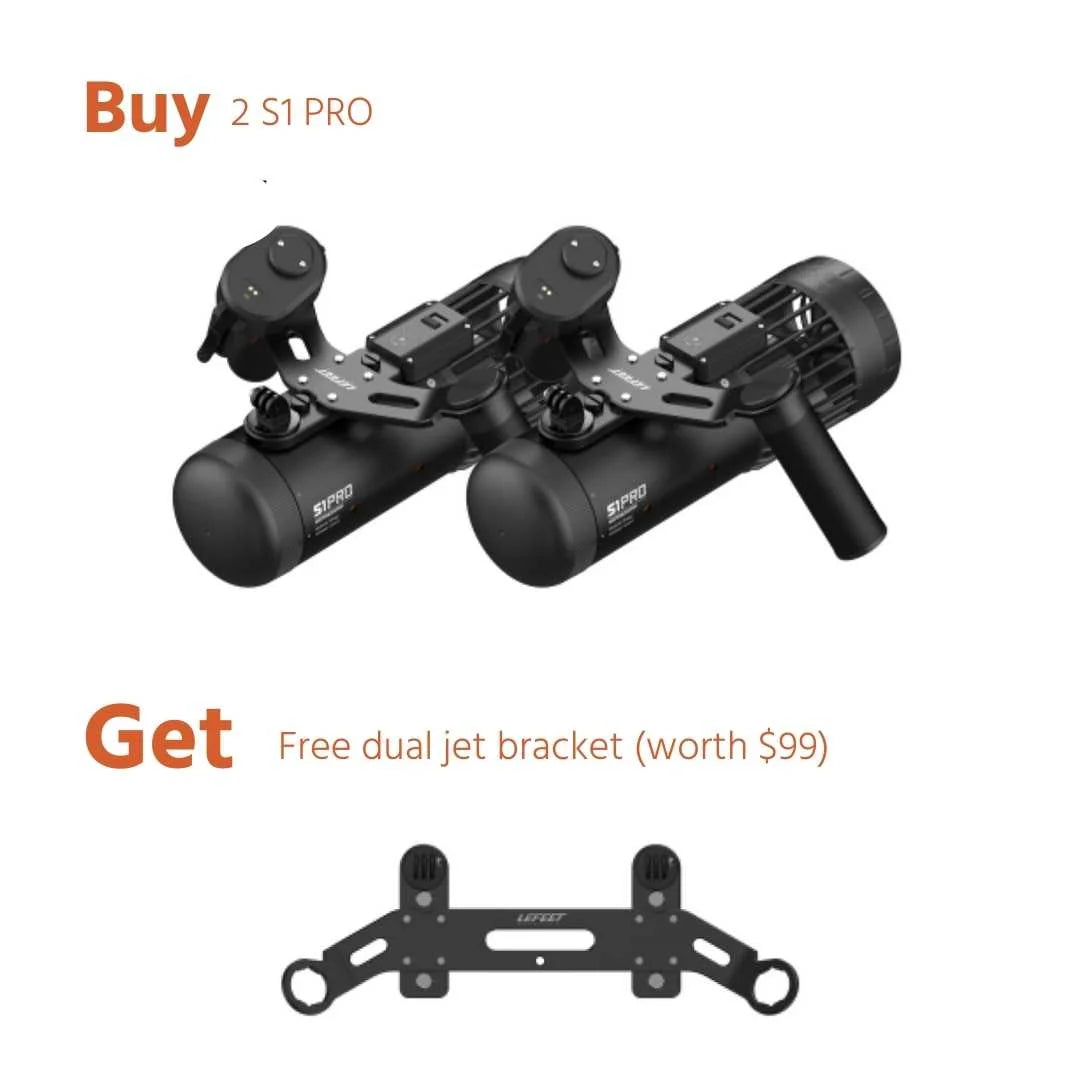 Dual Lefeet S1 Pro Underwater Scooters with free dual jet bracket.
