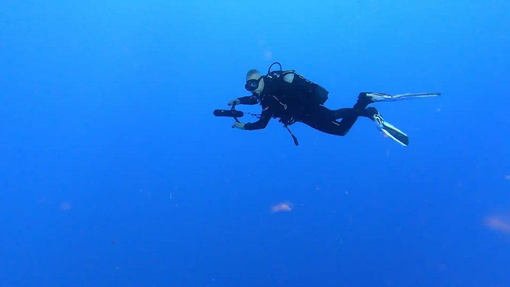 Scuba diving with dolphins using the SCUBAJET PRO Dive Kit underwater scooter video.