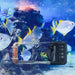 Product display of smart phone case for underwater photography with fish in the background.